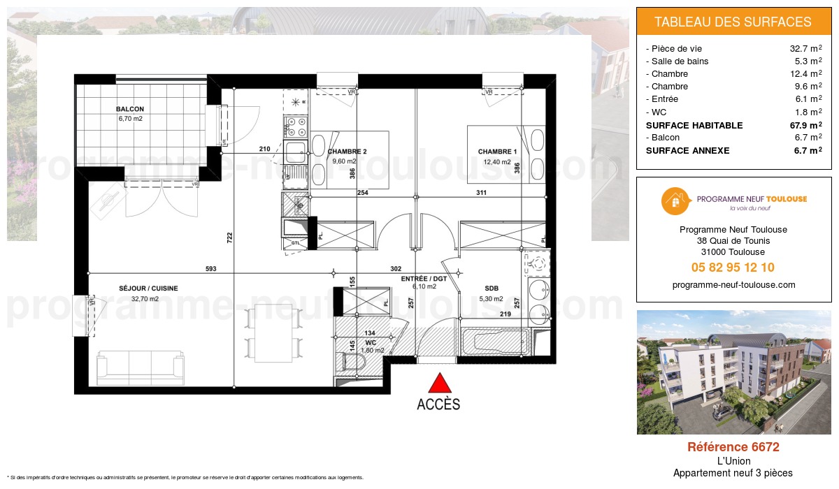 Plan pour un Appartement neuf de  67.9m² à
					L'Union