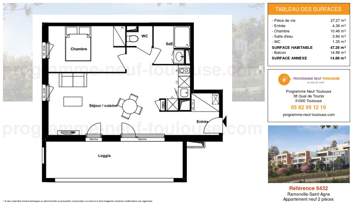 Plan pour un Appartement neuf de  47.28m² à
					Ramonville-Saint-Agne