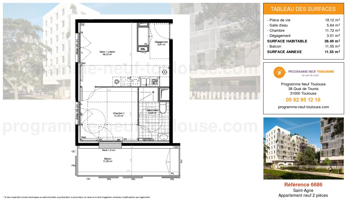 Plan pour un Appartement neuf de  38.49m² à
					Saint-Agne