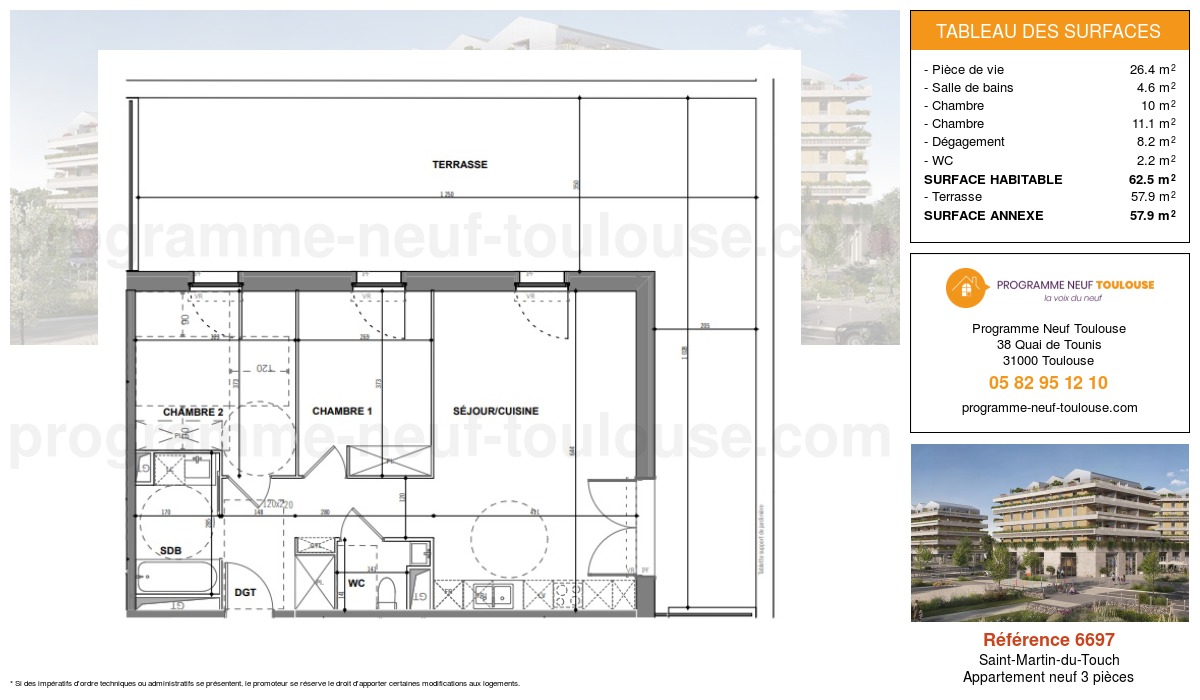 Plan pour un Appartement neuf de  62.5m² à
					Saint-Martin-du-Touch
