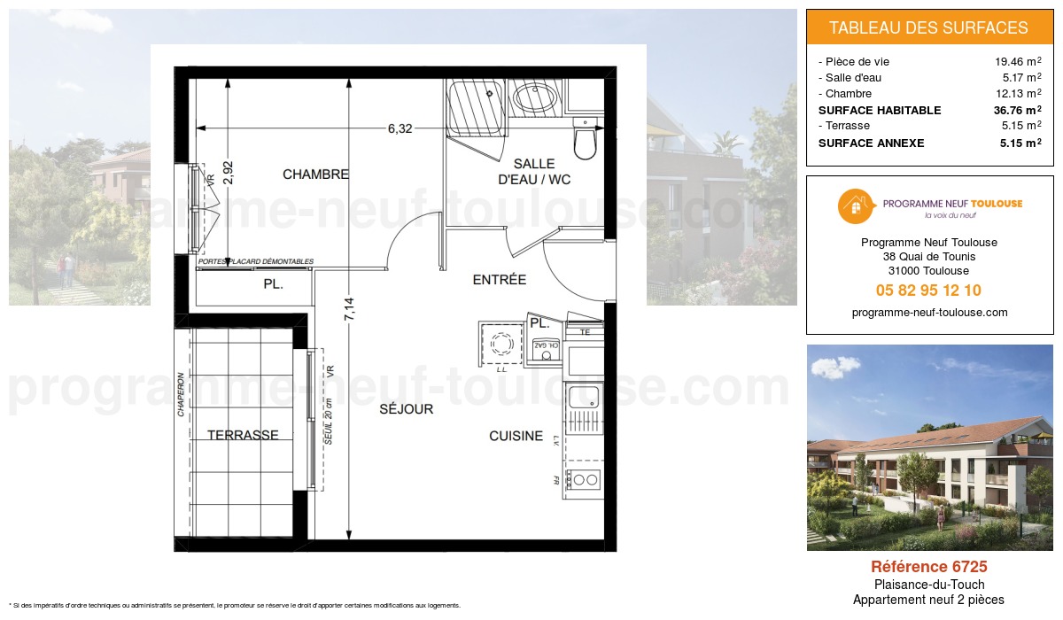 Plan pour un Appartement neuf de  36.76m² à
					Plaisance-du-Touch