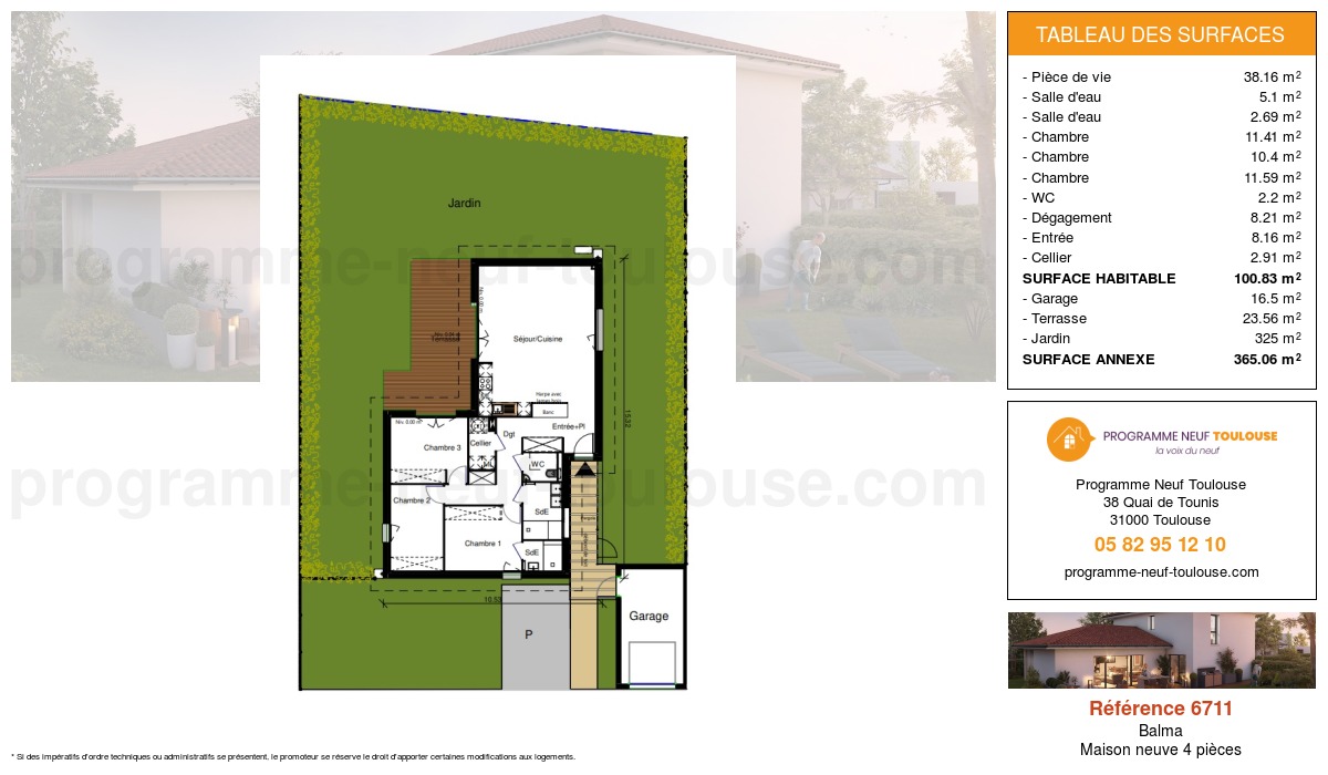 Plan pour un Maison neuve de  100.83m² à
					Balma