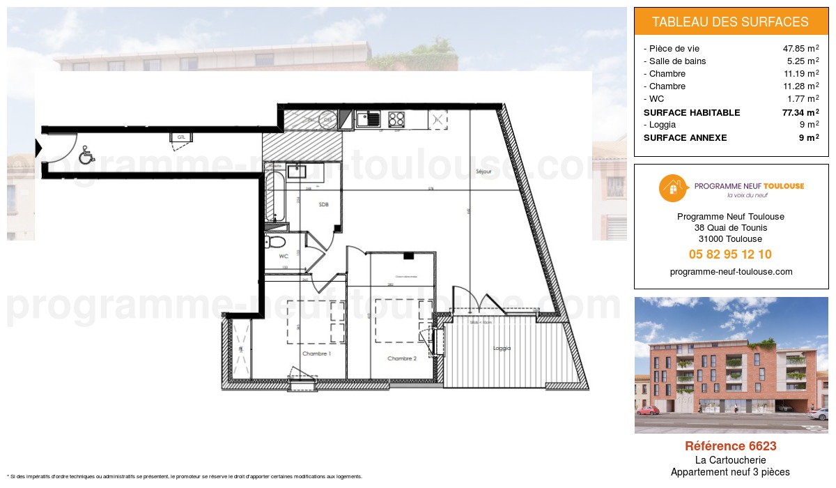 Plan pour un Appartement neuf de  77.34m² à
					Patte d'Oie
