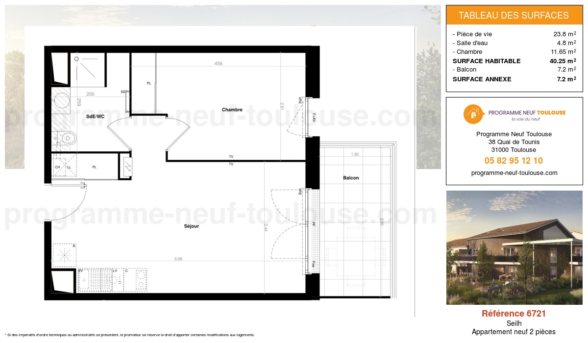 Plan pour un Appartement neuf de  40.25m² à
					Seilh