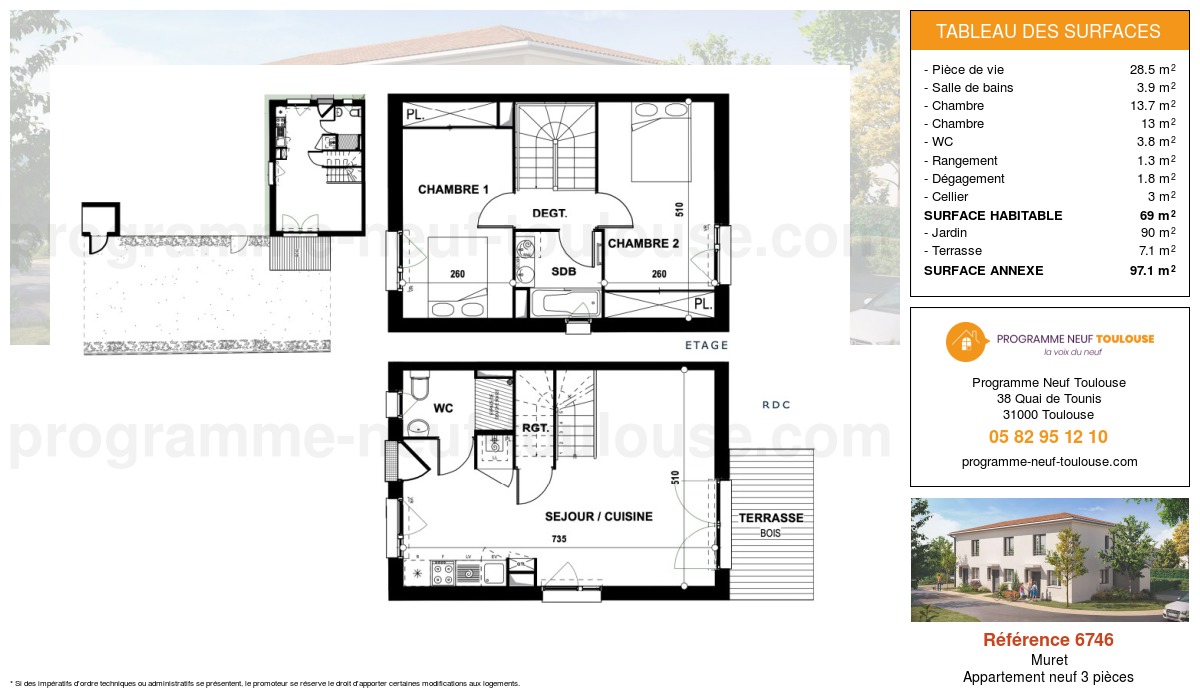 Plan pour un Appartement neuf de  66m² à
					Muret