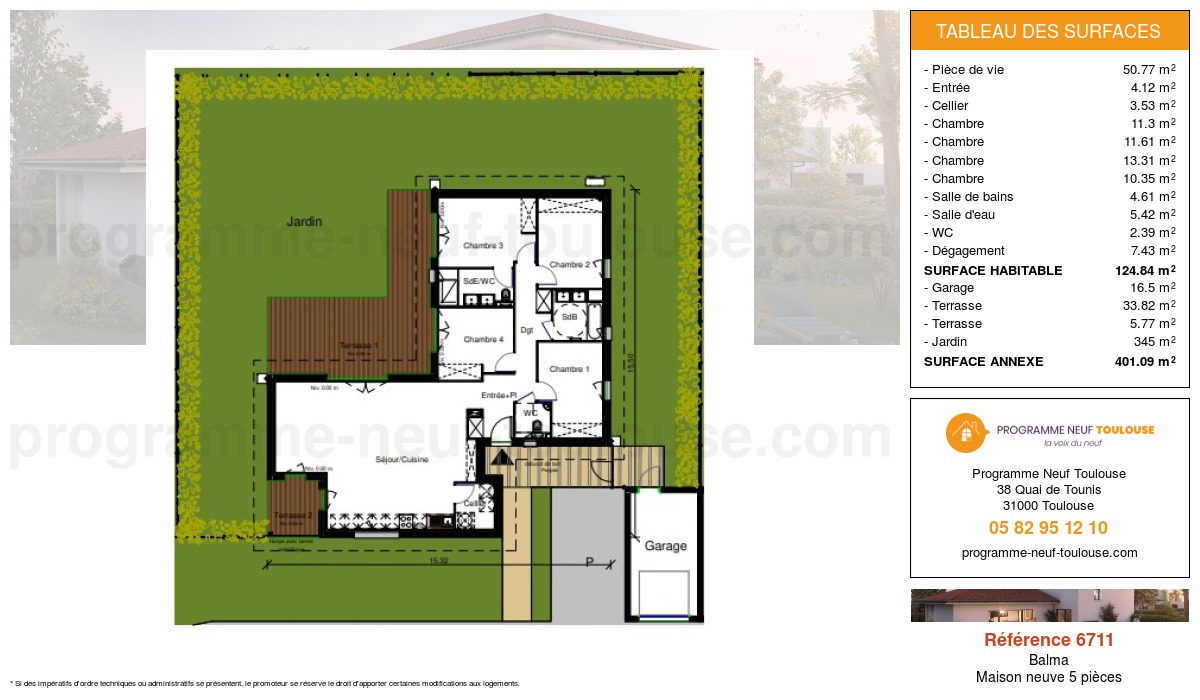 Plan pour un Maison neuve de  124.84m² à
					Balma