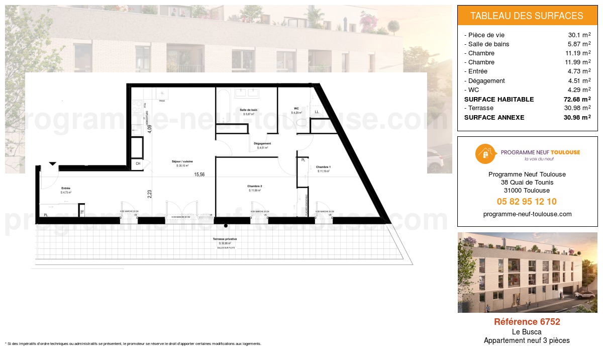 Plan pour un Appartement neuf de  72.68m² à
					Le Busca