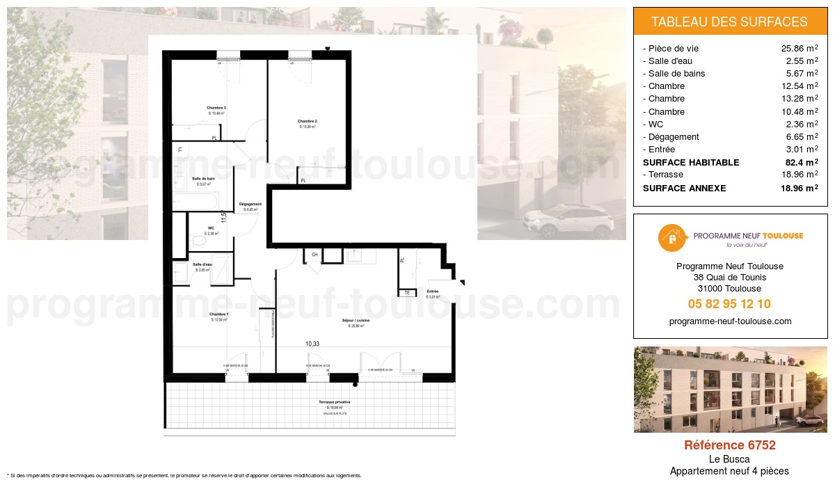 Plan pour un Appartement neuf de  82.4m² à
					Le Busca