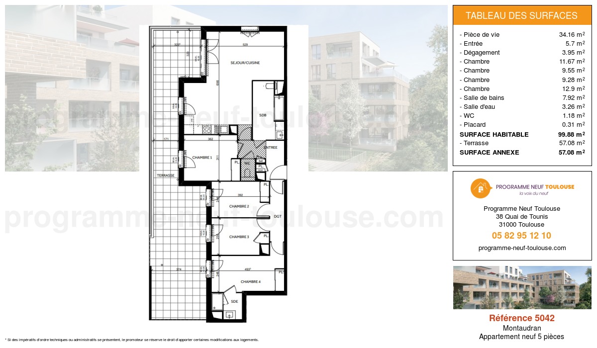 Plan pour un Appartement neuf de  99.78m² à
					Montaudran