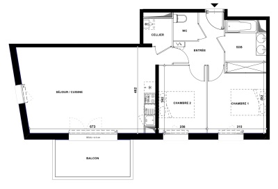 Plan pour un Appartement neuf de  68.4m² à
					Barrière de Paris