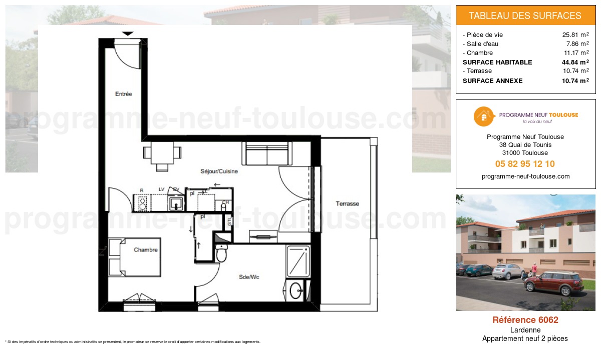 Plan pour un Appartement neuf de  44.5m² à
					Lardenne