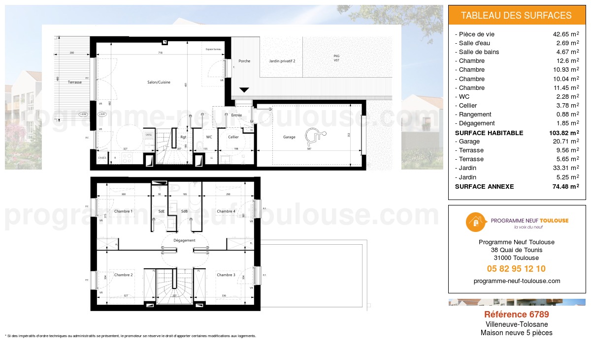 Plan pour un Maison neuve de  103.82m² à
					Villeneuve-Tolosane