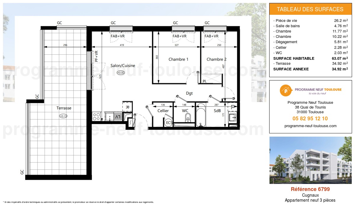 Plan pour un Appartement neuf de  63.07m² à
					Cugnaux