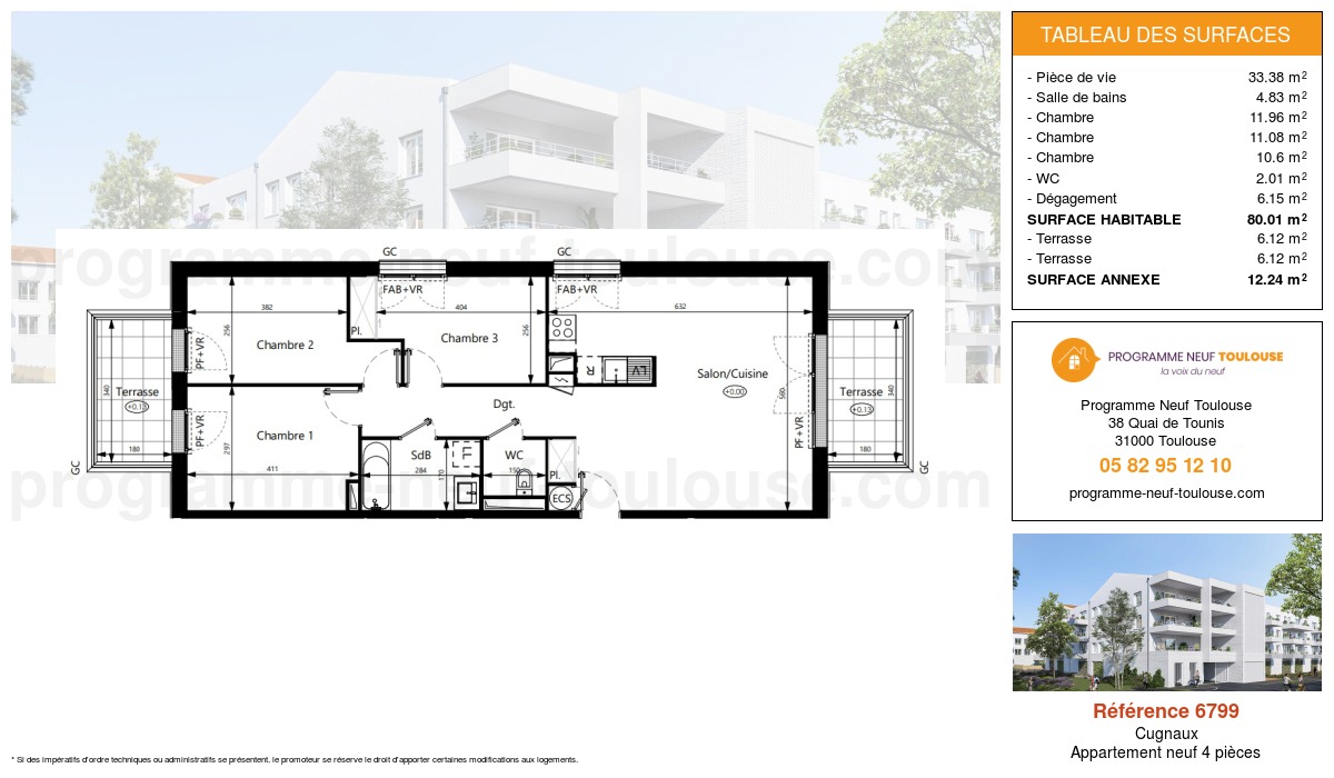 Plan pour un Appartement neuf de  80.01m² à
					Cugnaux