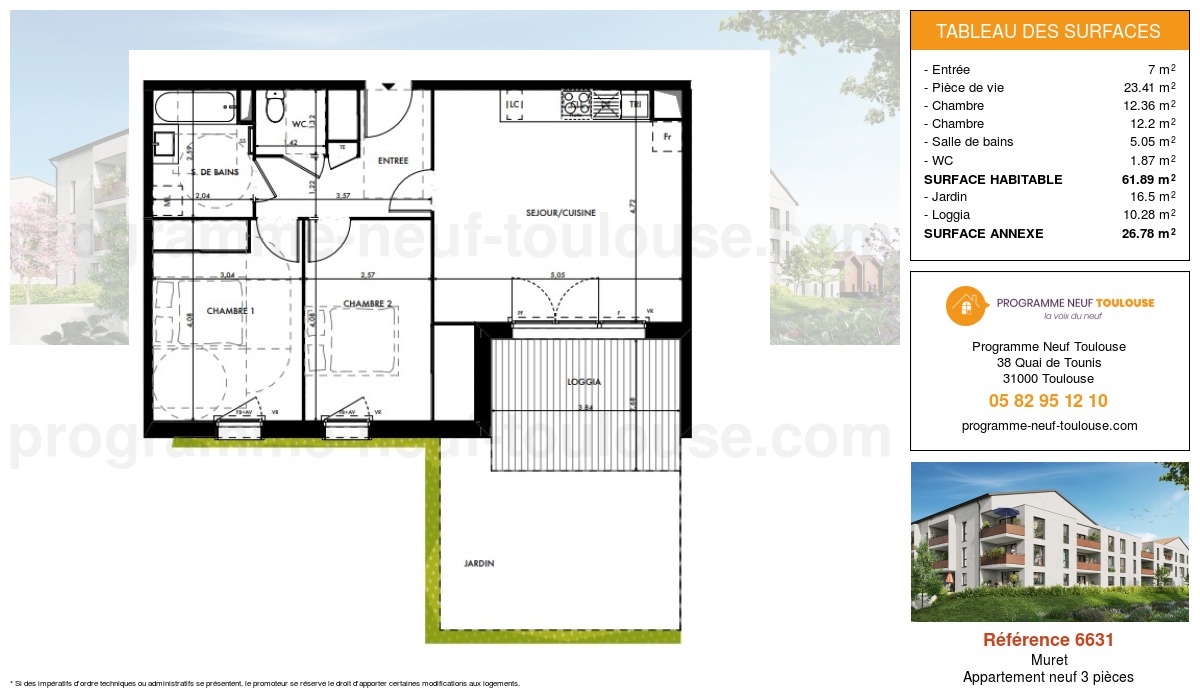 Plan pour un Appartement neuf de  61.89m² à
					Muret