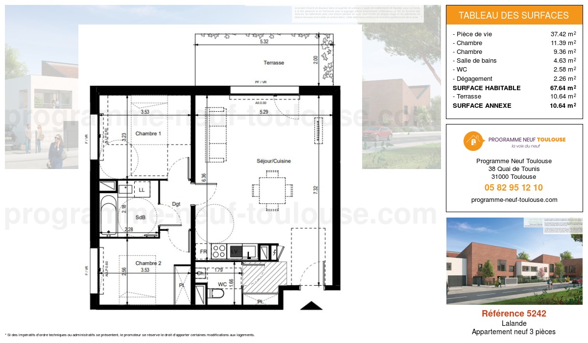 Plan pour un Appartement neuf de  67.64m² à
					Lalande