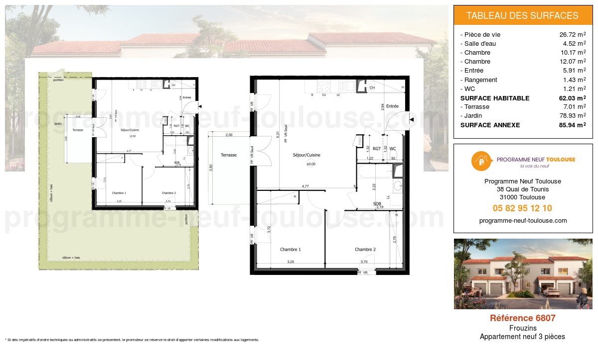 Plan pour un Appartement neuf de  62.03m² à
					Frouzins