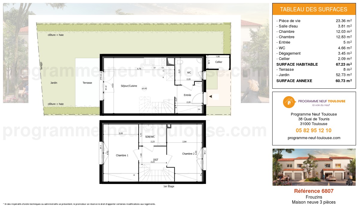Plan pour un Maison neuve de  65.14m² à
					Frouzins