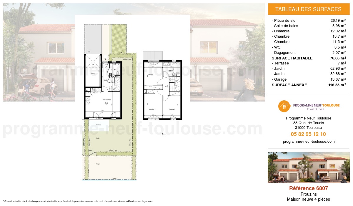 Plan pour un Maison neuve de  83.95m² à
					Frouzins