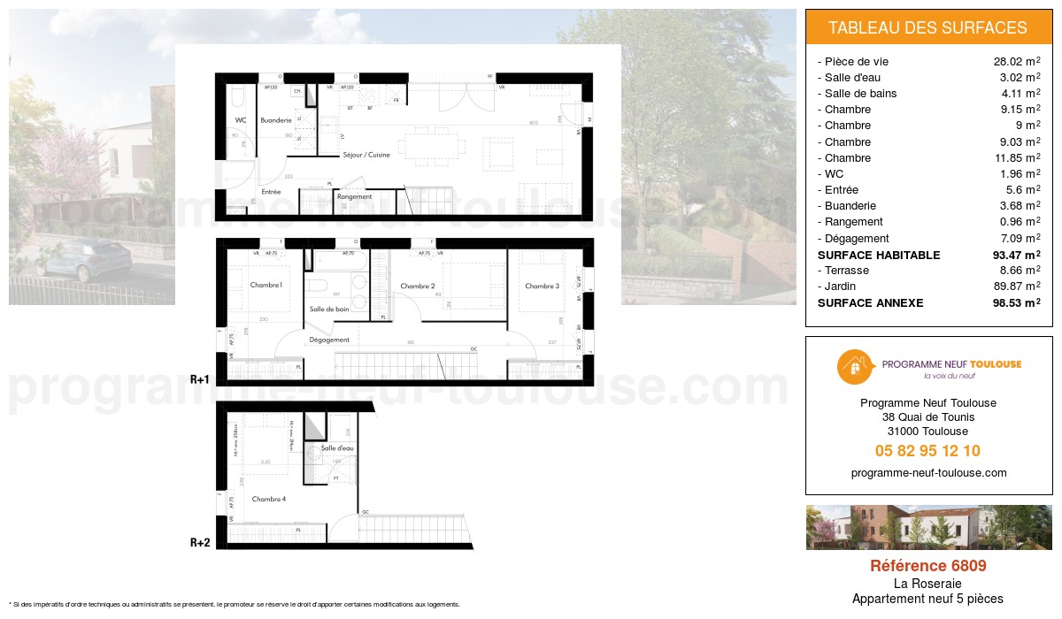 Plan pour un Appartement neuf de  93.47m² à
					La Roseraie