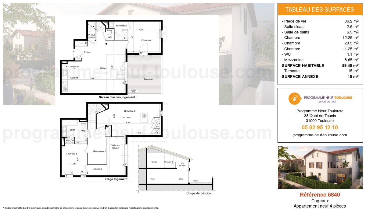 Plan pour un Appartement neuf de  99.45m² à
					Cugnaux
