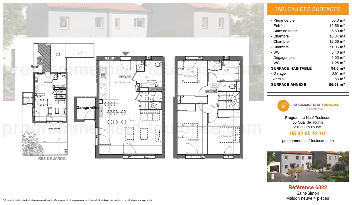 Plan pour un Maison neuve de  94.8m² à
					Saint-Simon