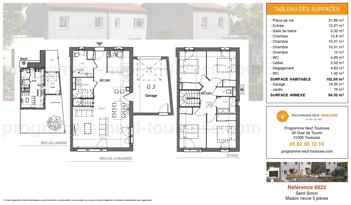 Plan pour un Maison neuve de  102.04m² à
					Saint-Simon