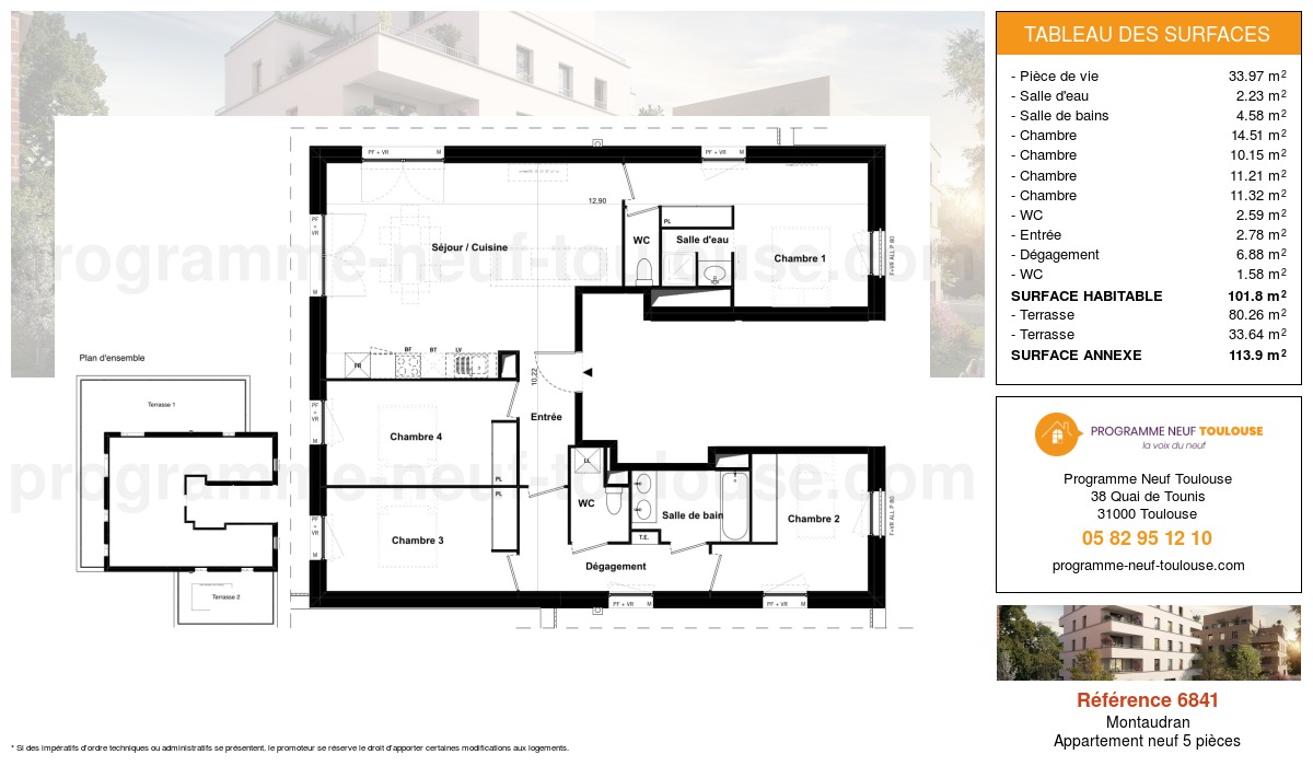 Plan pour un Appartement neuf de  101.8m² à
					Montaudran