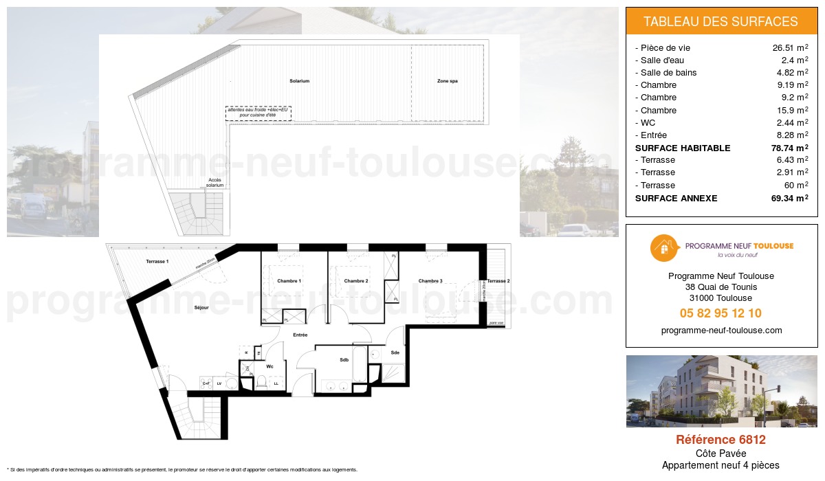 Plan pour un Appartement neuf de  78.74m² à
					Côte Pavée