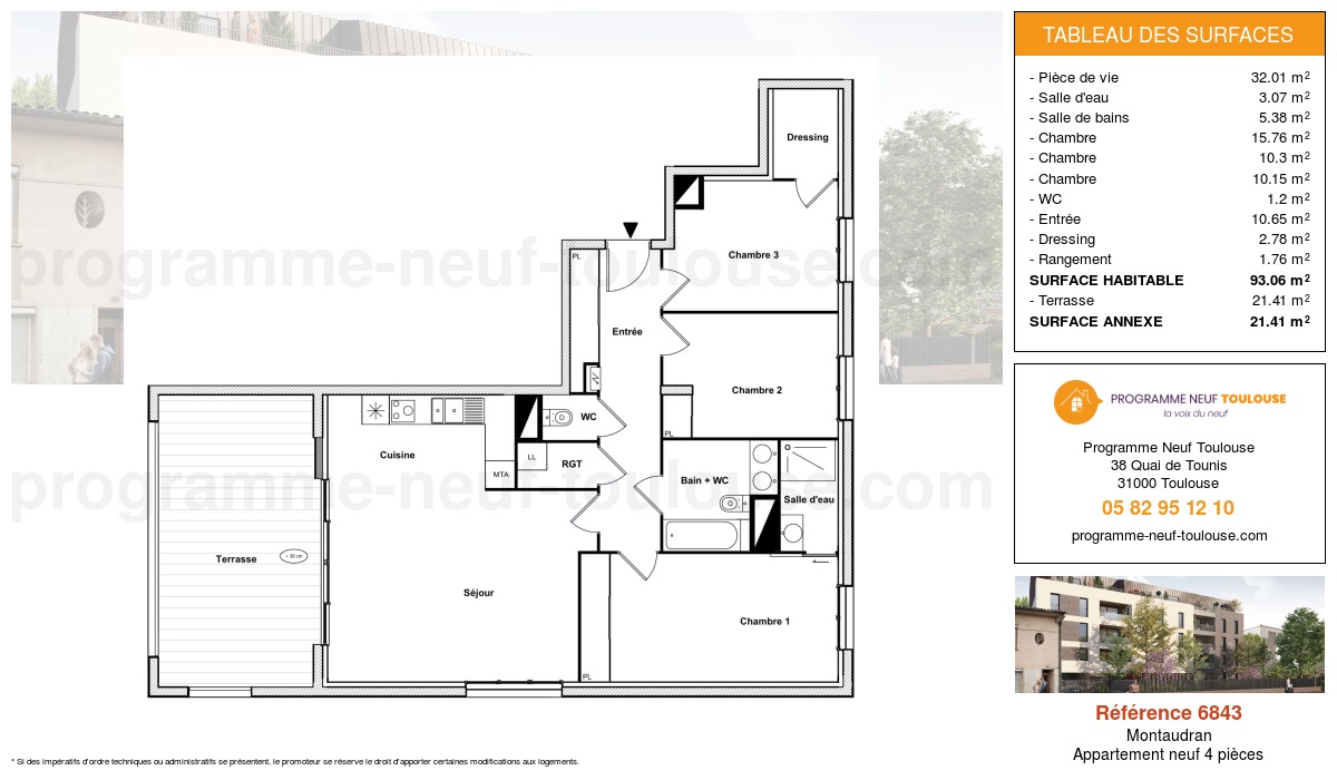 Plan pour un Appartement neuf de  93.06m² à
					Montaudran