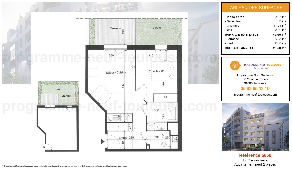 Plan pour un Appartement neuf de  42.66m² à
					La Cartoucherie