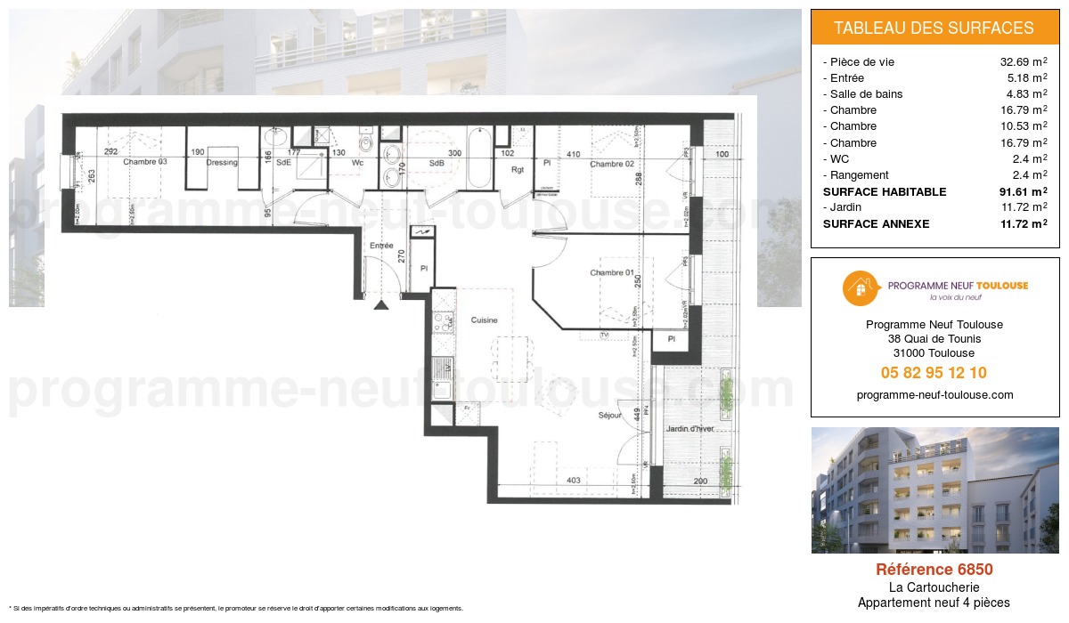 Plan pour un Appartement neuf de  85.66m² à
					La Cartoucherie
