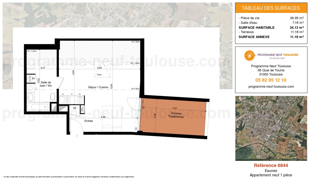 Plan pour un Appartement neuf de  34.13m² à
					Eaunes
