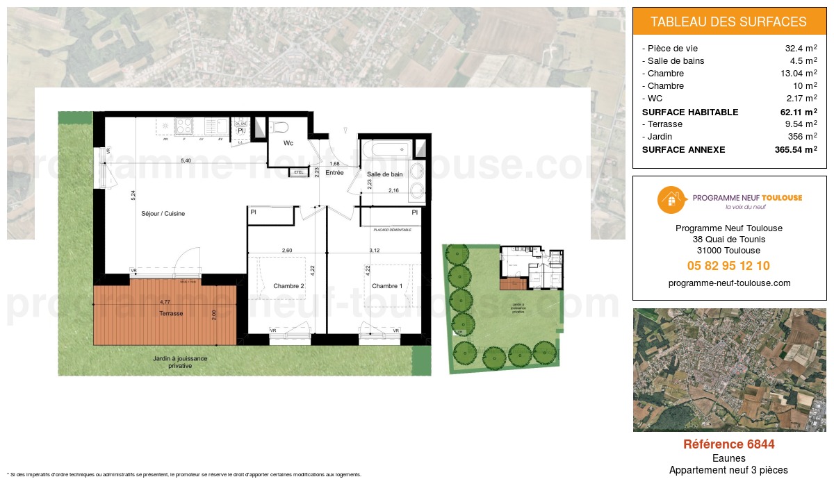 Plan pour un Appartement neuf de  62.11m² à
					Eaunes