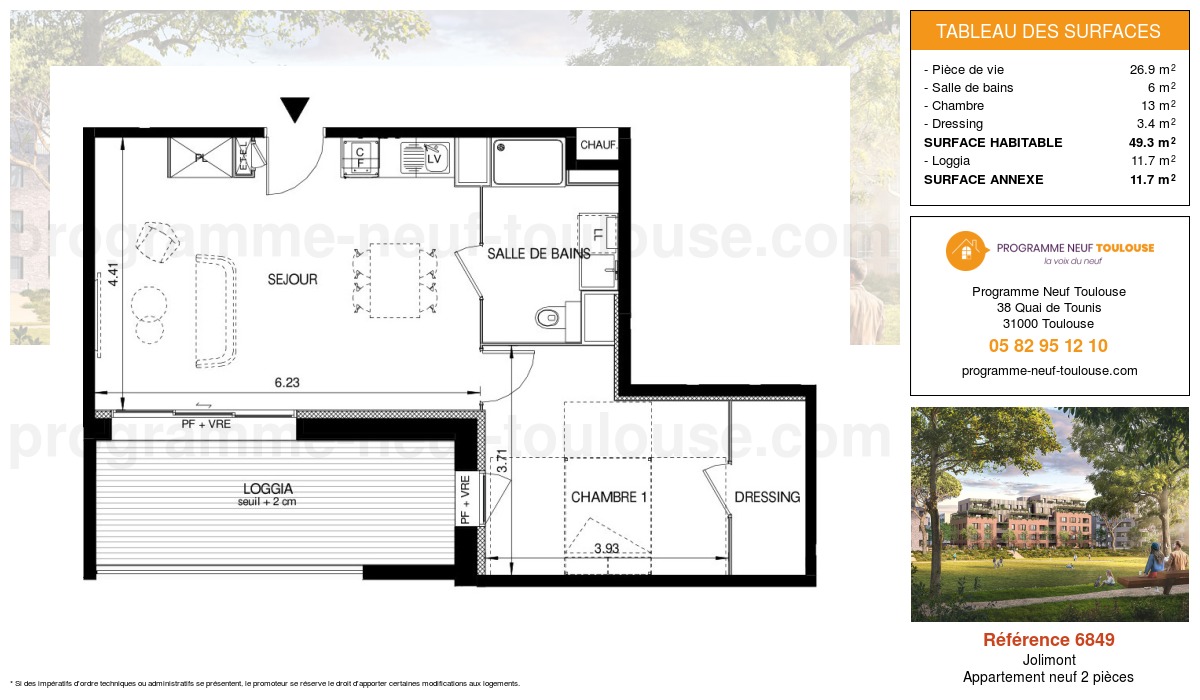 Plan pour un Appartement neuf de  49.2m² à
					Jolimont