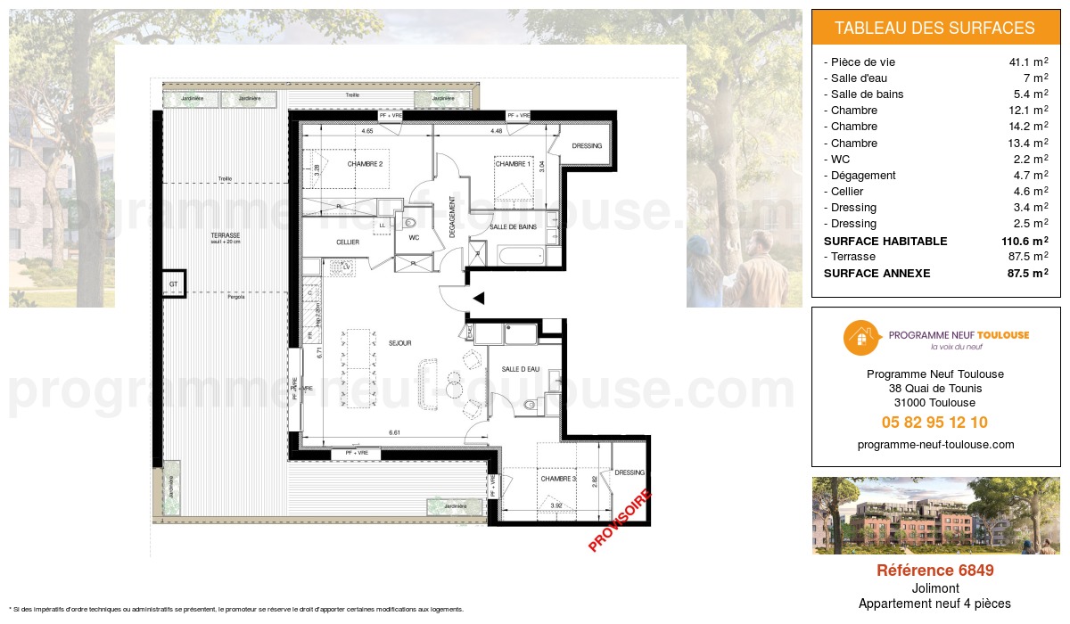 Plan pour un Appartement neuf de  110.5m² à
					Jolimont