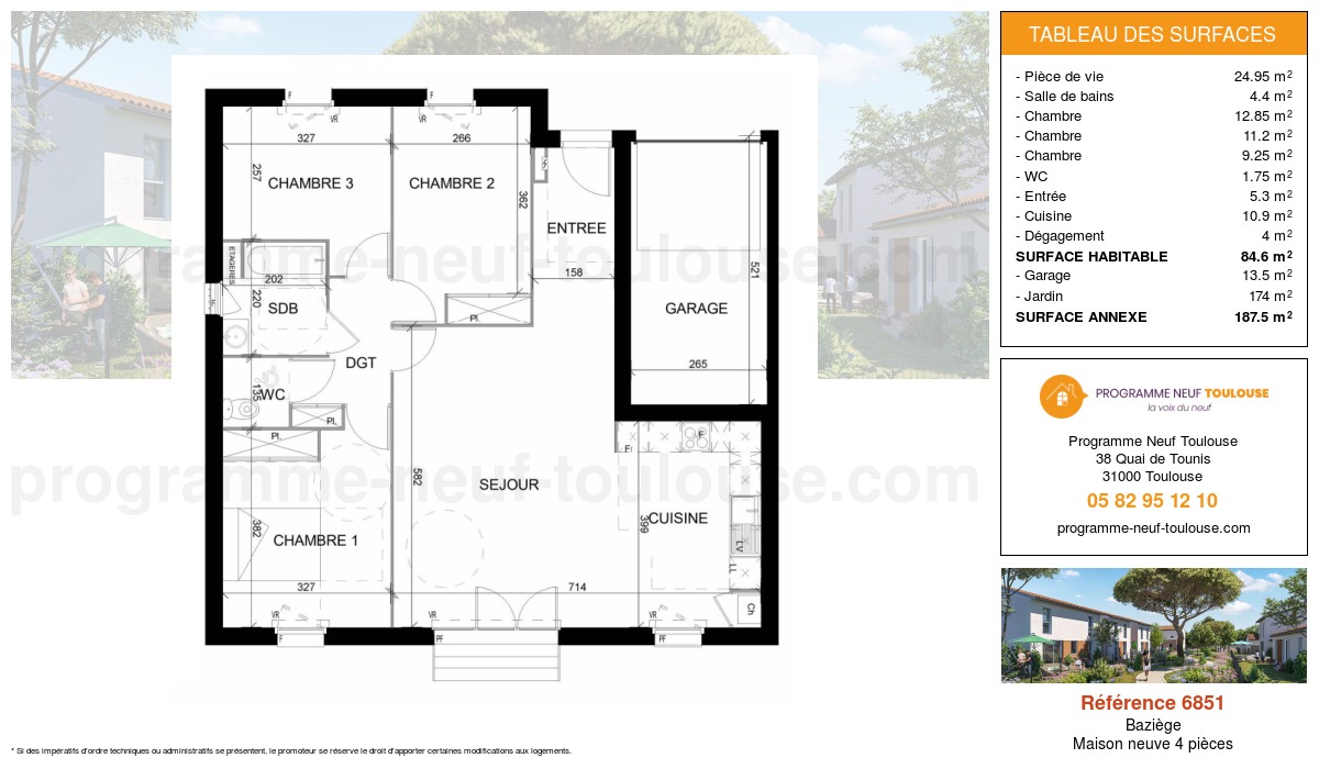 Plan pour un Maison neuve de  99.7m² à
					Baziège