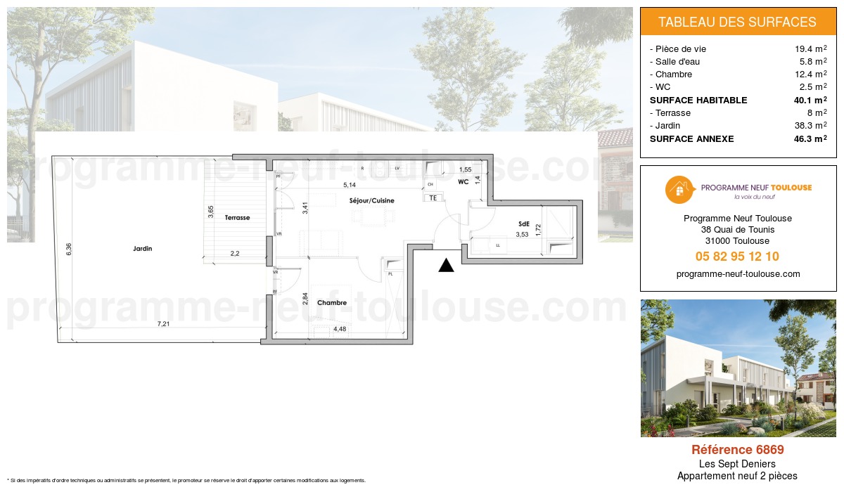 Plan pour un Appartement neuf de  40.1m² à
					Les Sept Deniers