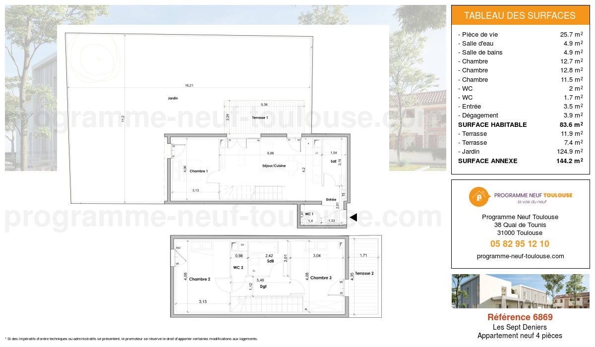 Plan pour un Appartement neuf de  83.6m² à
					Les Sept Deniers