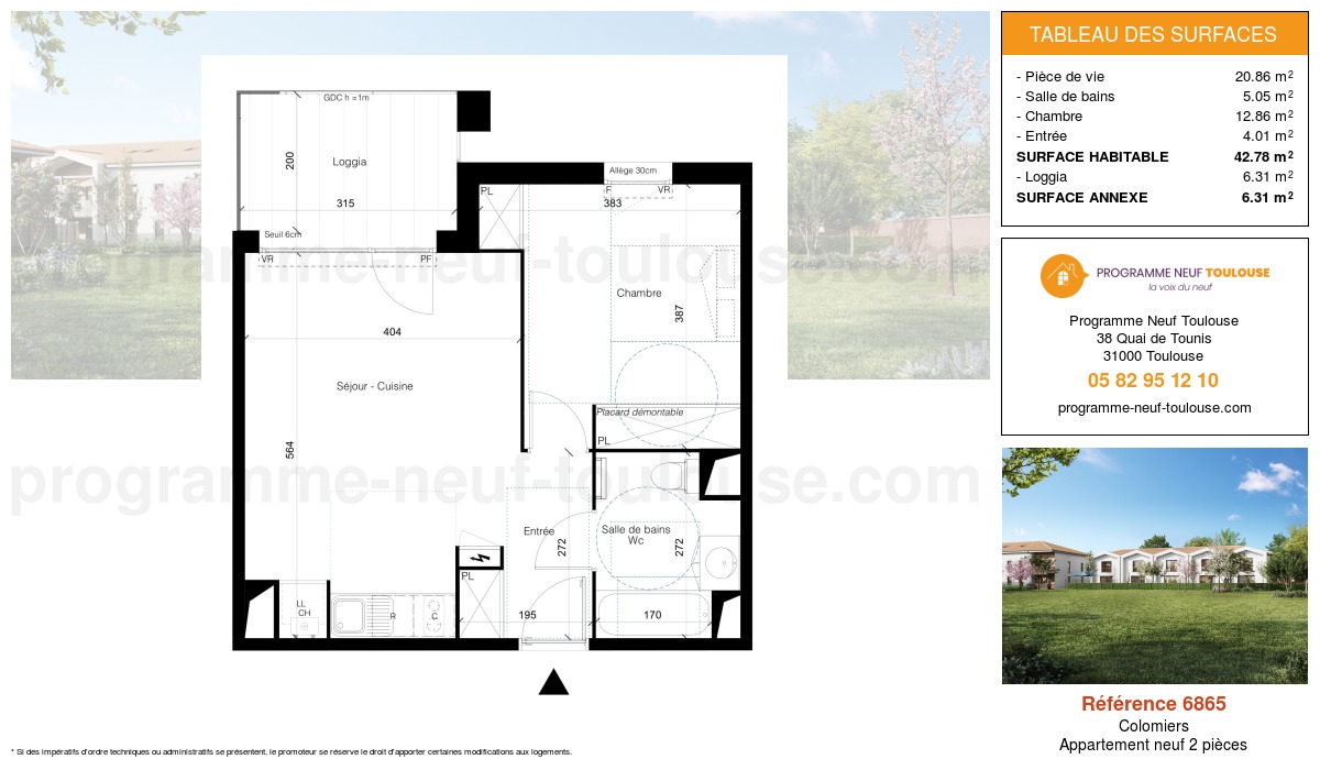 Plan pour un Appartement neuf de  42.78m² à
					Colomiers