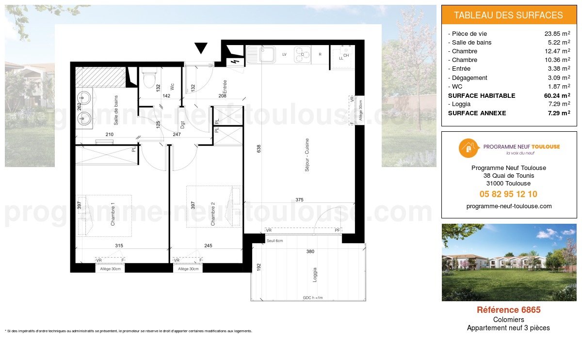 Plan pour un Appartement neuf de  60.24m² à
					Colomiers
