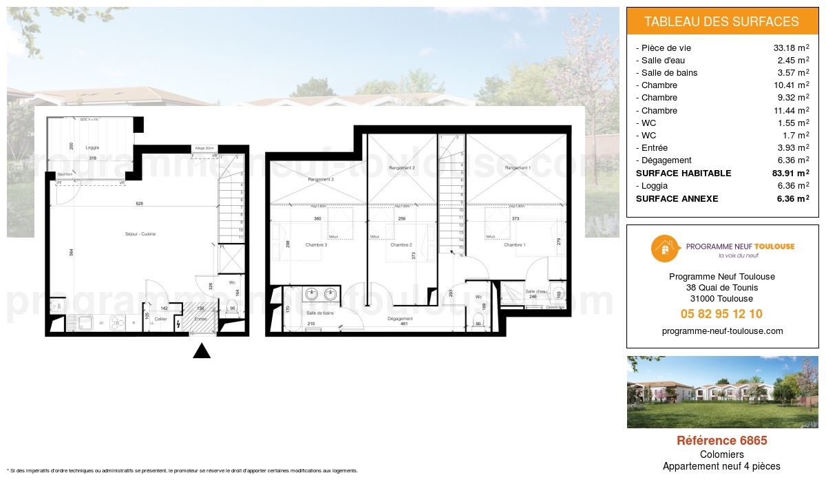 Plan pour un Appartement neuf de  85.21m² à
					Colomiers