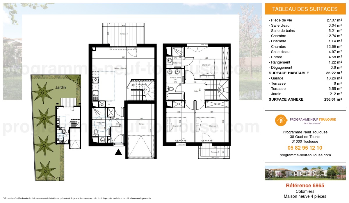Plan pour un Maison neuve de  86.22m² à
					Colomiers