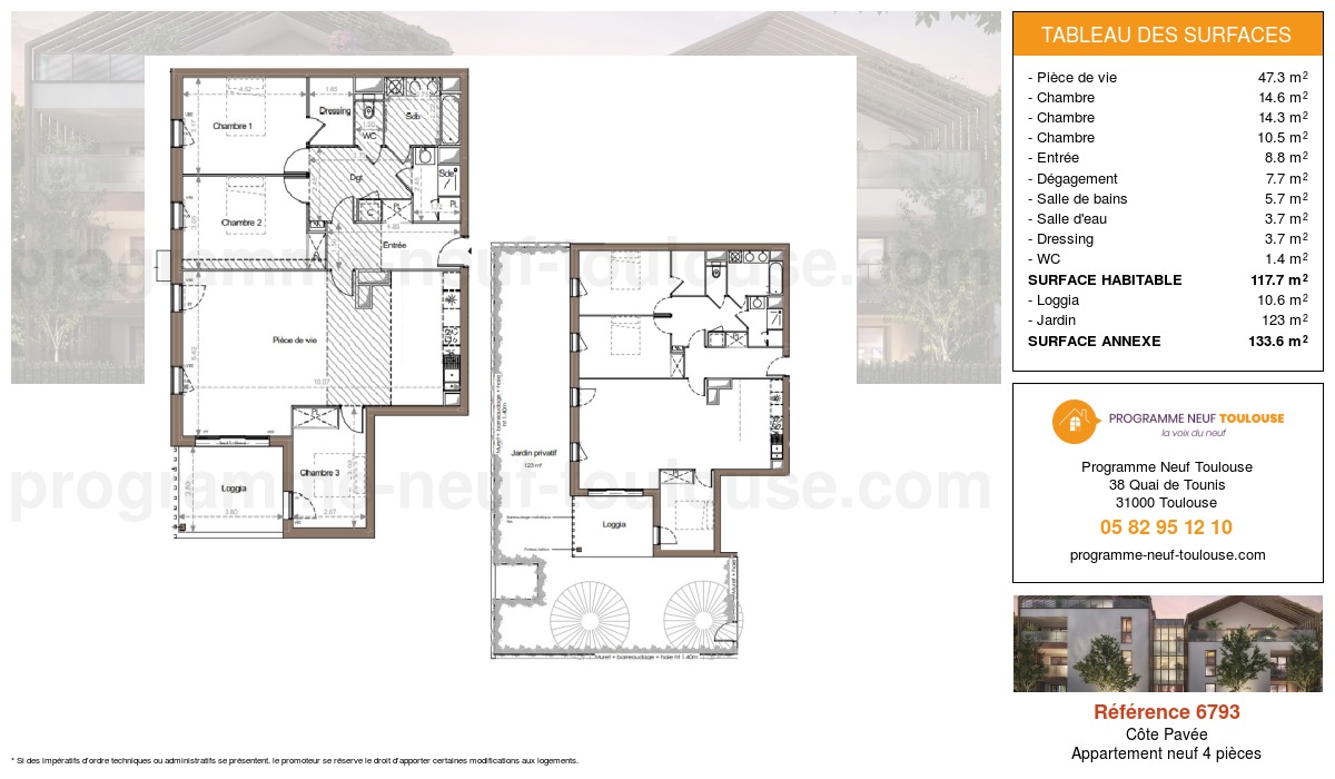 Plan pour un Appartement neuf de  117.7m² à
					Côte Pavée