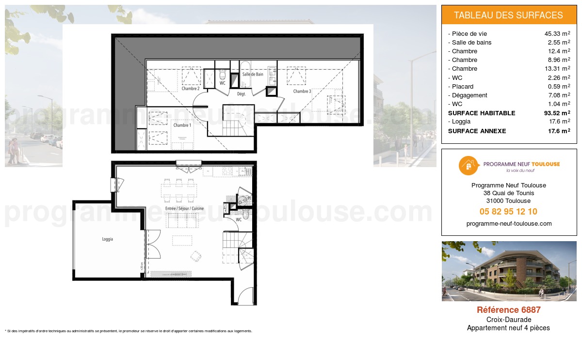 Plan pour un Appartement neuf de  93.52m² à
					Croix-Daurade