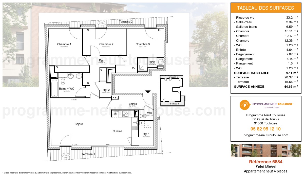 Plan pour un Appartement neuf de  95.82m² à
					Saint-Michel