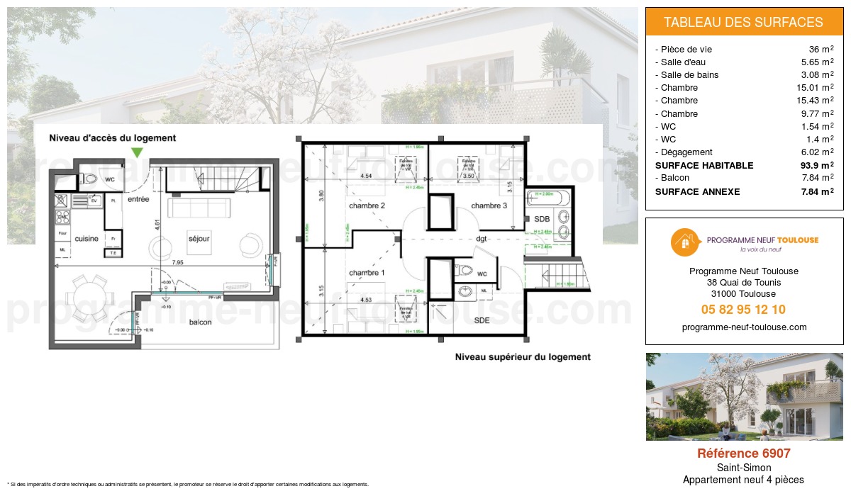 Plan pour un Appartement neuf de  93.9m² à
					Saint-Simon