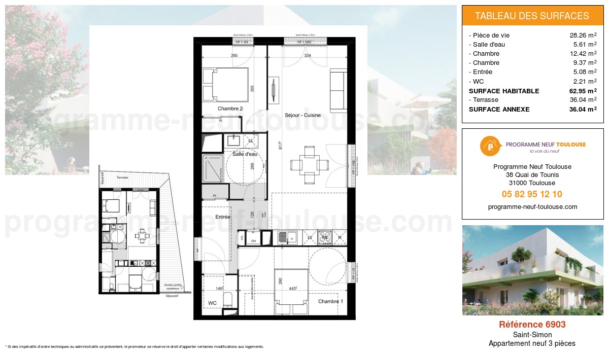Plan pour un Appartement neuf de  62.95m² à
					Saint-Simon