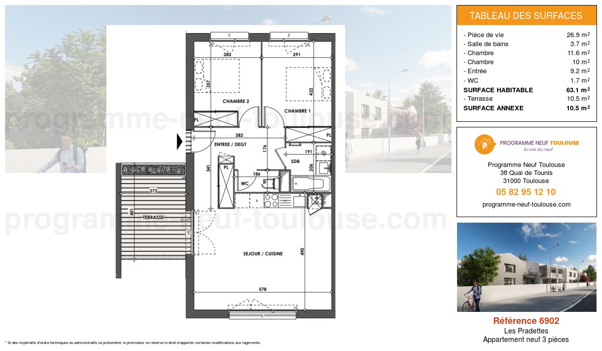 Plan pour un Appartement neuf de  63.13m² à
					Les Pradettes