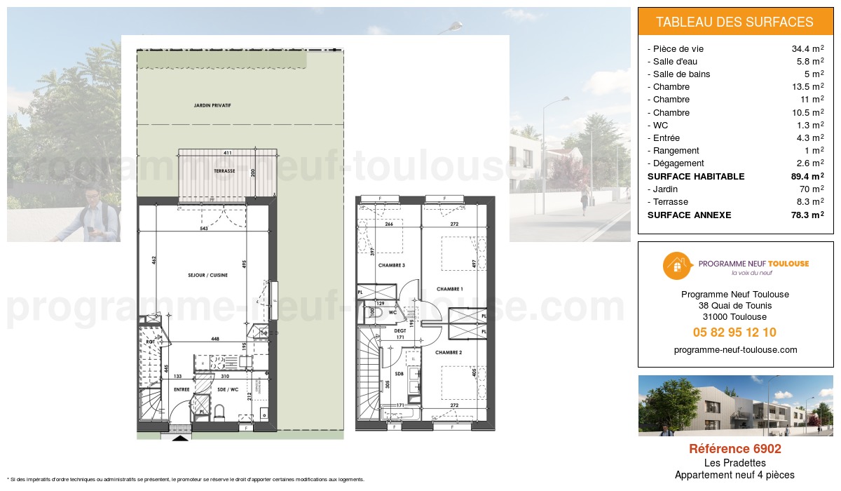 Plan pour un Appartement neuf de  89.4m² à
					Les Pradettes